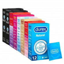 Condones para hombre Durex. Pack de 12 Preservativos para sexo seguro. Invisible, Dame placer, Mutual Climax...