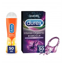 Durex Anillo Vibrador Intense Orgasmic Diablillo Estimulador Clítoris + Durex Lubricante de Base Agua Efecto Calor - 50ml