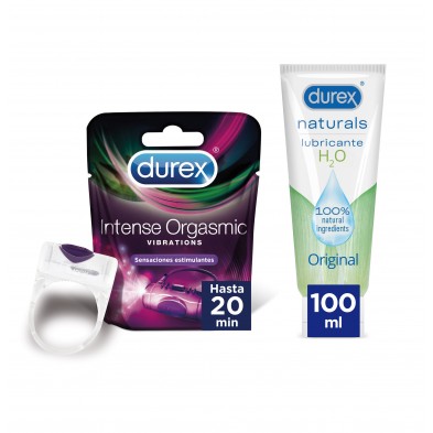 Durex Anillo Vibrador Intense Orgasmic Vibrations Estimulador Clítoris + Lubricante Naturals Extra Sensitivo  100% Natural