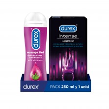 Durex Anillo Vibrador Intense Orgasmic Diablillo Estimulador Clítoris + Massage 2 en 1 Gel de Masaje Erótico con Aloe Vera