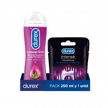 Durex Anillo Vibrador Intense Orgasmic Vibrations Estimulador + Play Massage 2en1 Gel de Masaje Erótico y Lubricante  200 ml