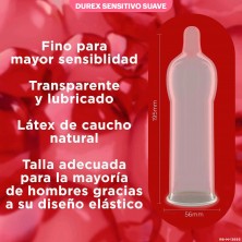 Durex - Pack Preservativos Sensitivo Suave + Sensitivo Contacto Total + Fell Sin Latex, 39 Condones para Sexo Seguro, Lubricados