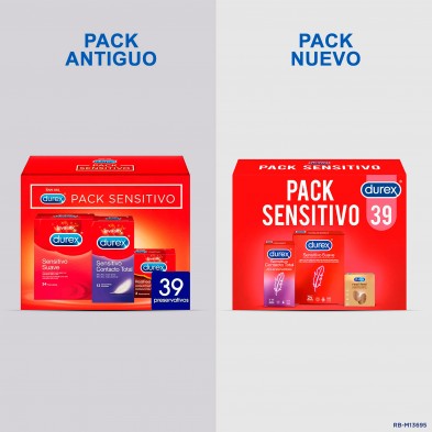 Durex - Pack Preservativos Sensitivo Suave + Sensitivo Contacto Total + Fell Sin Latex, 39 Condones para Sexo Seguro, Lubricados