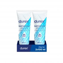 Durex - Pack Lubricante Naturals Hidratante, 2x100 ml, Ingredientes 100% Naturales, Larga Duración, pH Fisiológico, Para Sexo