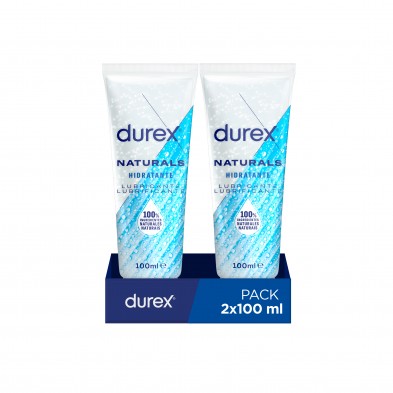 Durex - Pack Lubricante Naturals Hidratante, 2x100 ml, Ingredientes 100% Naturales, Larga Duración, pH Fisiológico, Para Sexo